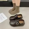 Sapatos Pequenos de Couro com Salto Escondido Estilo Britânico Outono 2026 Novos Versáteis College Slip-on Mocassins Preguiçosos Sapatos de Uso Duplo