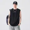 Camisa sem Manga 100% Algodão Masculina Verão Nova Marca Tendência Fresca Solta Sem Mangas Camiseta Masculina Juventude Colete Esportivo Casual Camiseta Masculina