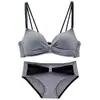Sutiã Costas Xadrez Fino Bonito para Mulheres com Seios Pequenos, Push-Up Sem Aro, Conjunto de Sutiãs Sexy Top-Up Menina Puro Desejo