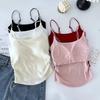 Camisola plissada com design picante e doce, pura e quente, cinto feminino, almofada no peito, uso interno, uso externo, roupas justas e bonitas para o verão