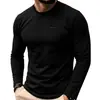 Nova Camiseta Masculina Outono e Inverno Estilo Europeu e Americano Cor Sólida Slim Fit Secagem Rápida Respirável Manga Longa Camiseta Camada de Base Masculina
