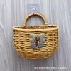 Cesta de Armazenamento Tecida de Rattan Sintético Prateleira de Armazenamento Decoração de Cozinha Banheiro Cesta de Parede para Flores Armazenamento Cesta de Lavar Cesta de Parede para Gengibre e Alho