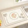 Alfombrilla Drenante Floral Fresca y Sencilla, Alfombrilla Absorbente de Cocina de Tierra de Diatomeas para Agua y Aceite, Alfombrilla Anti-Manchas, Alfombrilla Protectora Resistente al Calor para Encimera