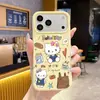 Funda de silicona líquida para teléfono con estampado lindo de gato Kitty coreano y japonés para Apple 18 Pro Max, cubierta protectora anticaídas al por mayor