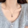Colar com Pingente de Zircônia Pérola Cinza Estilo Minimalista Ins Luxo Leve Design de Nicho Corrente para Clavícula de Suéter Combinação de Verão