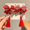 Pinza para el pelo de niña pequeña León Danzante Hanfu Borla Año Nuevo Accesorio para el pelo Peluca Princesa Lazo Adorno para el pelo Pinza para el pelo de niños