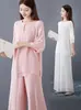Una generación de primavera 2024 nuevo retro estilo nacional algodón y lino ropa de té Zen ropa de yoga traje de siete mangas para mujer