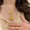 Collar con Bolsa de Cierre Tallada Antigua para Piscis Koi Colgante de Candado de Seguridad Dorado Vintage Cadena de Lana para Mujer