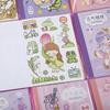 Conjunto de 24 pegatinas para libros de cuentas y papel con material de dibujos animados no repetitivos de linda chica con vitalidad.