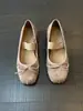 Primer Encuentro Temporada Retro Punta Cuadrada Correa Elástica Moño Zapatos Planos Ballet Mary Jane