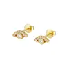 Set de Aretes de Lujo Populares Transfronterizos Europeos y Americanos, Cobre Chapado en Oro Real Incrustado con Circonita, Aretes de Lujo Ligero y de Gama Alta