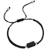Moda sencilla piedra natural turmalina negra turmalina cuerda de mano tejida a mano ajustable joyería para hombres y mujeres venta al por mayor