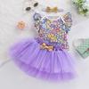 Ropa Infantil Transfronteriza, Conjunto de Vestido de Cumpleaños para Bebé, Mangas Cortas Volantes, Falda de Princesa, Conjunto de Tres Piezas, Categoría a Ropa para Bebé Niña