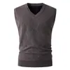 Suéter de punto para hombre con forro polar, cuello en V, estilo coreano, corte ajustado, tallas grandes, capa base moderna y casual