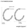 Oumika nuevos pendientes de cáñamo con patrón en forma de C viento frío simples nicho ins pendientes combinación de joyería de acero de titanio que conserva el color