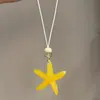 Vacaciones en la Isla~Collar de Estrella de Mar Larga Amarilla Dopamina para Mujer, Cadena de Clavícula de Lujo Ligero Accesorio para el Cuello