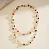 Collar Geométrico de Disco de Cristal Colorido Estilo Europeo y Americano, Cadena para Clavícula Moda Dopamina, Collar Versátil Multiusos para Mujer