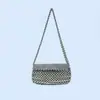 Bolsa Cilíndrica Versátil Casual Elegante Retro Metálico Prata Design de Nicho Personalizado Bolsa de Ombro Feita à Mão