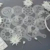 Modelo de Plástico para Latte Art Espuma de Leite Café Especial Molde de Impressão Template de Flor Spray Conjunto de Ferramentas para Polvilhar Padrão Recortado