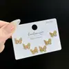 SLBABY exquisitos aretes pequeños con incrustaciones de diamantes, tres pares, aguja de plata s925, elegantes, simples, aretes múltiples
