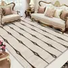 Alfombra Transfronteriza Geométrica de Lujo Ligero Estilo Americano, Rayas Simples, Lavable, Antideslizante, Adecuada para Sala de Estar y Dormitorio, Plegable