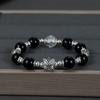 Pulsera de Mascota Flor de Obsidiana de Diseño de Lujo Retro de Nicho, Sensación de Alta Gama para Hombres y Mujeres, Parejas