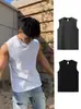 Algodón de Xinjiang 250g Peso Pesado Algodón Puro Chaleco para Hombre Ropa de Verano Color Sólido Hombro Ancho Sin Mangas Camiseta Chaleco Deportivo Fitness