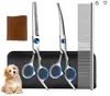 Tesouras para Tosquia de Animais de Estimação, Tesouras Integradas de Aço para Aparar Pelos de Cachorro, Tesouras Domésticas de Dentes Planos, Tesouras Curvas, Suprimentos para Animais de Estimação