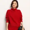 Suéter de punto grueso de cuello alto para mujer, color liso, talla grande, adelgazante y adecuado para ir al trabajo, cachemir, nuevo suéter de punto Primavera 2026