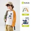 Dududu Home Camiseta 100% Algodão Outono Novo Estilo Top para Meninos Meninas Camada Base Roupas de Outono t Primavera e Outono Infantil Roupas Infantis Estiloso