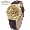 T-Winner/Victor 8005 Oro Hueco Manual Mecánico Deportivo de Negocios de Cuero Casual Reloj para Hombre