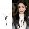 Colar com Pingente de Sapatilha de Ballet Laço Feminino Luxo Acessível de Alto Padrão Nicho Corrente Longa Ajustável para Suéter Novos Acessórios