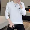 Sudadera Khaki Nueva para Hombre, Primavera y Otoño 2026, Transfronteriza, Algodón Puro, Patrón Sutil, Cuello Redondo, Manga Larga, Camiseta Superior para Hombre