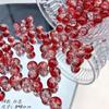 Cuentas de vidrio con grietas de hielo rojas para Año Nuevo, cuentas de bambú hechas a mano, collares, pulseras y accesorios de joyería.