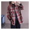 Marca de roupas femininas de alta qualidade, camisa xadrez de lã cortada, casaco solto plus size, outono e inverno, camisa quente espessa