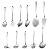Juego de Espátula y Cuchara para Cocinar de Acero Inoxidable, Cuchara para Sopa, Cuchara Ranurada, Cuchara para Servir, Espátula, Herramientas para Hornear, Herramientas de Cocina