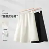 Falda corta de satén brillante color macarrón, de línea A, de cintura alta, de tela de acetato morado, para uso diario OL, con drapeado, para mujer