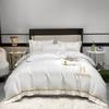 Conjunto de Cama de Verão Tencel Lavado Quatro Peças Capa de Edredom Seda Gelo Lençóis de Elástico de Alta Qualidade Lençóis Roupa de Cama Atacado Bordado Puro