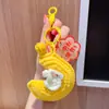 Feliz Festival do Meio Outono 2026 Novo Modelo Chaveiro Pingente de Coelho de Lã, Etiqueta com Design de Flor e Lua, Decoração de Bolsa, Pequeno Presente