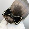 A174 Grampo de Cabelo Cruzado Veludo Dourado Preto Laço Grande Feminino Popular Rabo de Cavalo Acessórios de Cabelo de Pelúcia Moda Presilha de Primavera
