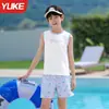 Nuevo Traje de Baño Infantil para Niños de Dos Piezas sin Mangas con Shorts Verano Nuevo Estilo para Niños Mayores Conjunto de Traje de Baño para Estudiantes