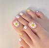 J-219 beige cara sonriente uñas de los pies transfronterizas uñas postizas usando stickers para uñas acabado 24 piezas al por mayor