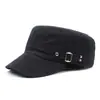 Sombrero militar de hombre para primavera y verano, color liso, algodón, gorra de béisbol plana, gorra con visera y botón lateral, sombrero deportivo con protección solar