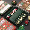 Juego de Cubiertos de Acero Inoxidable Cuchara y Tenedor Navideños Transfronterizos Papá Noel Árbol Cuchara de Postre Dibujos Animados Creativo Set de Regalo Navideño