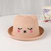 Sombrero de paja para niños, sombrero de sol de verano con dibujos animados, lindo sombrero de sol bordado, sombrero de playa para niños y niñas