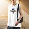 Colete de Algodão Puro Moda Masculina Verão Peça Externa Obstáculo Fitness Camiseta Sem Manga Estampada Tendência Solta Esportes Basquete Colete