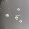 Collar de Cadena de Clavícula Elegante y de Moda para Mujer, Sencillo y Exquisito, Colgante de Perla Única para Línea de Pesca, Estilo Lujo Ligero