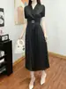 Vestido de Diseñador Premium para Mujer 2026 Estilo Nuevo Ceñidor de Cintura Adelgazante Falda Plisada Elegante Manga Corta Vestido de Longitud Media Issey Miyake