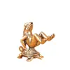Figura de Tortuga y Rana de Latón Sólido, Mascota de Té de Latón Estilo Antiguo, Adorno de Escritorio, Pieza Decorativa Pequeña, Artículos de Cobre Antiguo, Juguete de Mano
