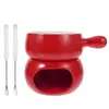 Venda Quente Transfronteiriça Conjunto Personalizado de Fondue de Chocolate Caneca de Cerâmica para Fondue Fogareiro para Derreter Chocolate Atacado